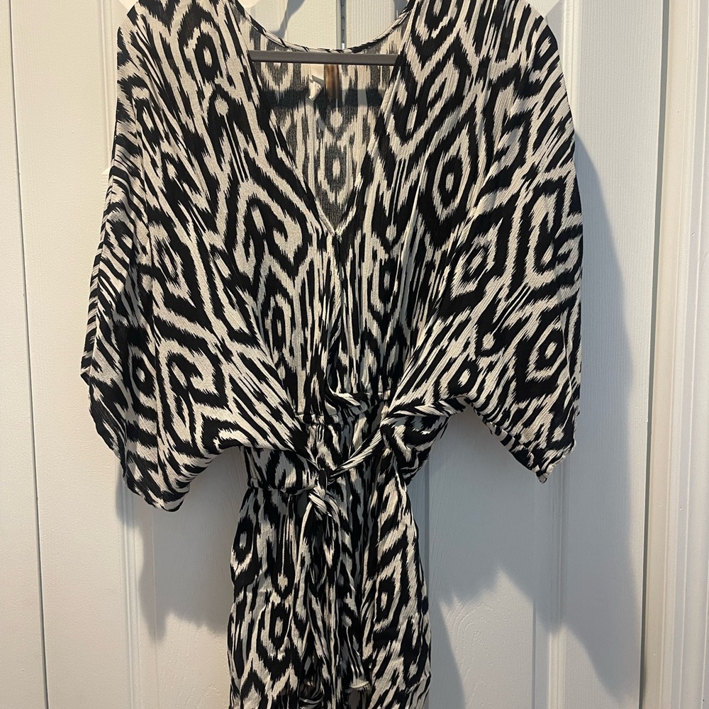 Black and White Patterned Women's Romper/Cover up